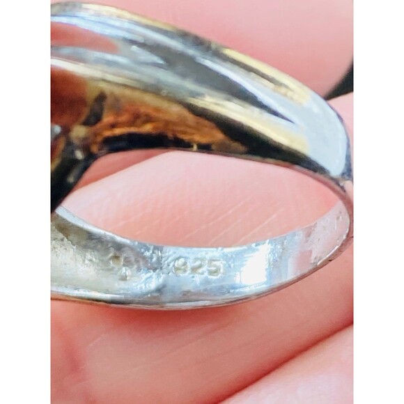 924 sterling silver 14k gold plated two tone ring - Picture 4 of 6